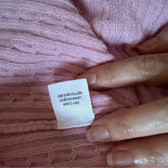 Anne Klein Pink Cashmere Cable Knit Sweater Coquette Soft Shrunken Look - Picture 4 of 8